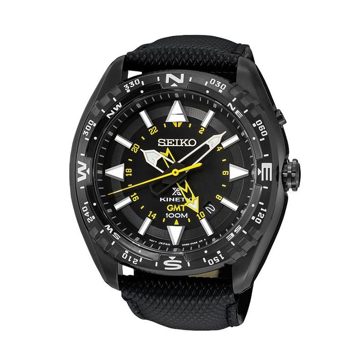 Seiko Men's Prospex Leather Kinetic Watch - Sun057, Black
