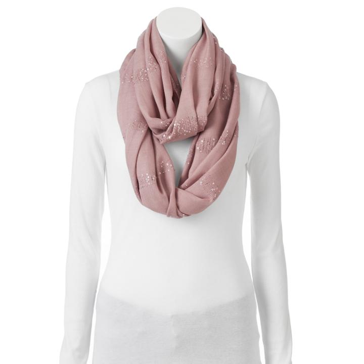 Apt. 9&reg; Sequin Striped Infinity Scarf, Women's, Med Pink