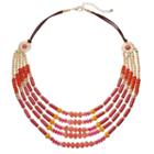 Pink Beaded Swag Statement Necklace, Women's, Multicolor