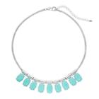 Aqua Faceted Oval Mesh Collar Necklace, Women's, Green Oth