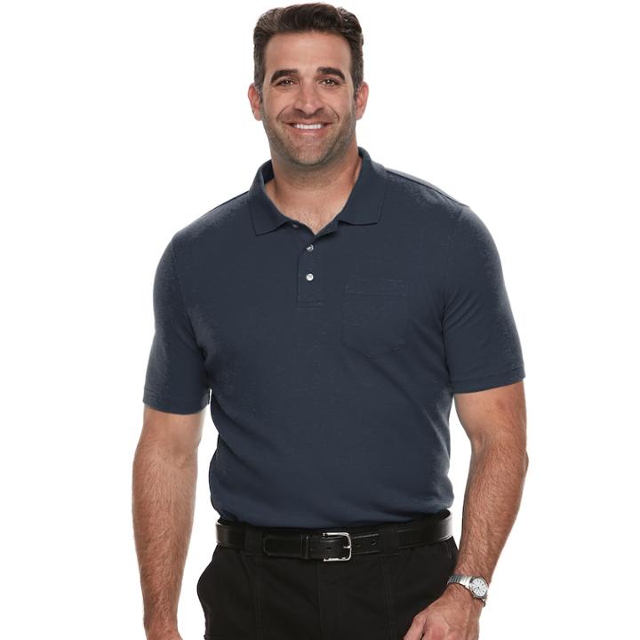 Big & Tall Croft & Barrow&reg; Classic-fit Easy-care Interlock Pocket Polo, Men's, Size: 4xlt, Blue (navy)