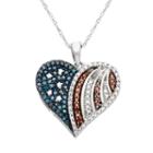 Sterling Silver 1/3-ct. T.w. Red, White And Blue American Flag Diamond Heart Pendant, Women's, Size: 18, Multicolor
