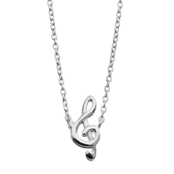 Sterling Silver Treble Clef Necklace, Women's, Grey