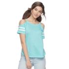 Juniors' So&reg; Varsity Cold-shoulder Tee, Teens, Size: Xxs, Turquoise/blue (turq/aqua)