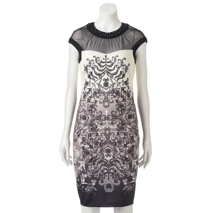 Women's Jax Faded Scroll Sheath Dress, Size: 8, Grey (charcoal)