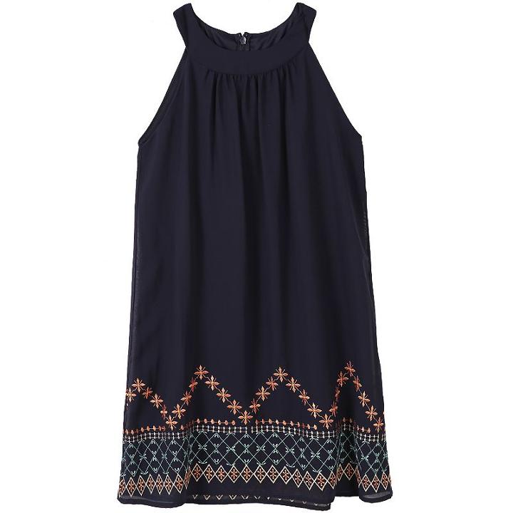 Girls 7-16 Speechless Embroidered Border Halter Dress, Girl's, Size: 16, Blue (navy)