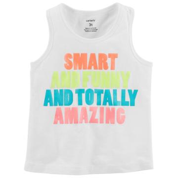 Girls 4-8 Carter's Smart And Funny And Totally Amazing Tank Top, Size: 4-5, White
