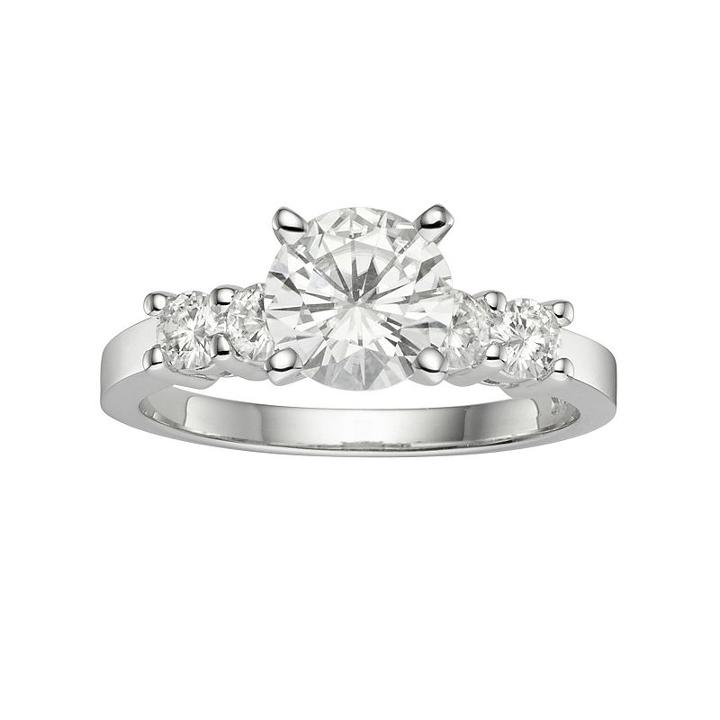 Forever Brilliant Lab-created Moissanite Engagement Ring In 14k White Gold (1 3/8 Carat T.w.), Women's, Size: 5