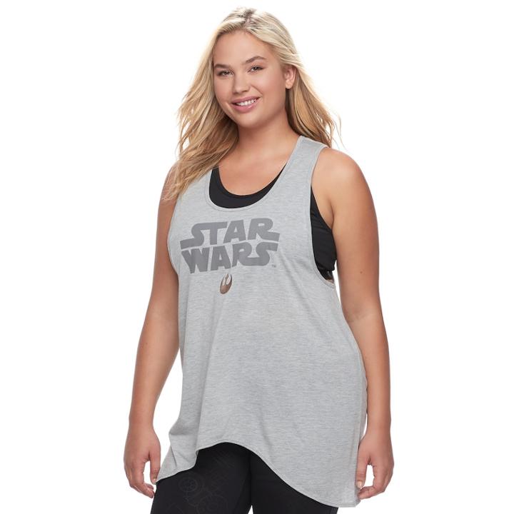 Juniors' Plus Size Her Universe Star Wars Star Wars Bralette & Graphic Tank Set, Teens, Size: 3xl, Light Grey
