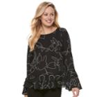 Women's Apt. 9&reg; Tiered Ruffle Top, Size: Large, Black
