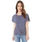 Juniors' Iz Byer Striped Twist Front Top, Teens, Size: Large, Blue (navy)