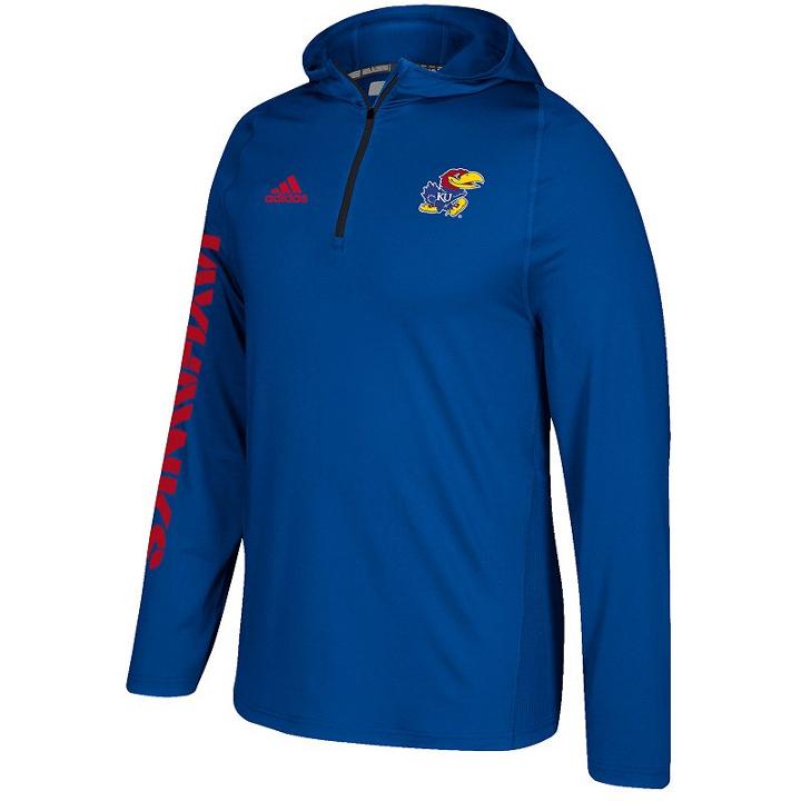 Men's Adidas Kansas Jayhawks Sideline Training Hooded Pullover, Size: Large, Blue