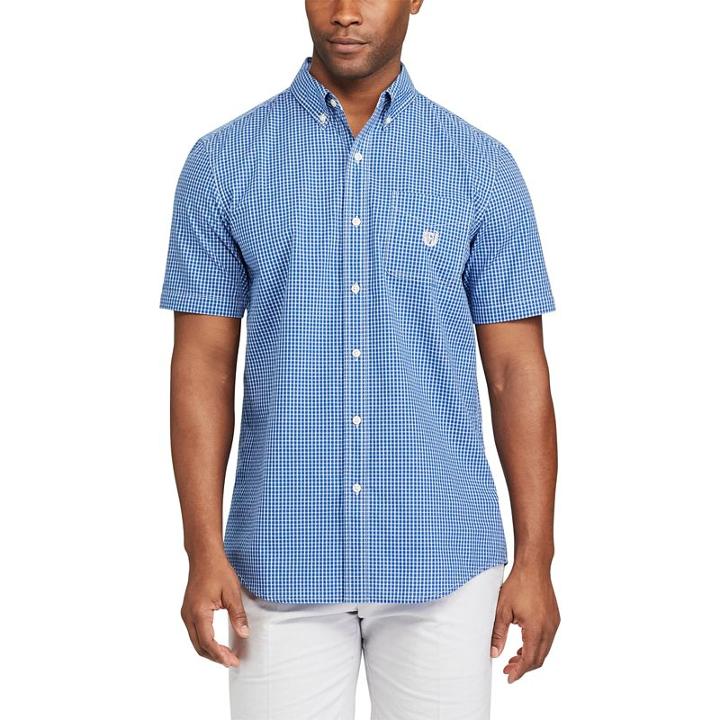 Big & Tall Chaps Classic-fit Checked Easy-care Button-down Shirt, Men's, Size: 3xl Tall, Blue