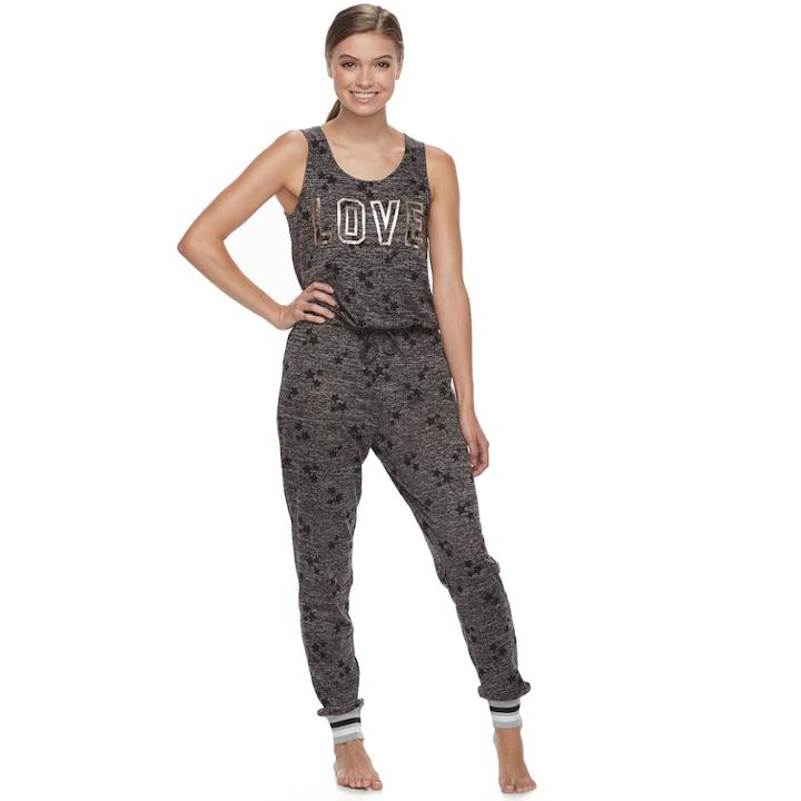 Juniors' Sleep Riot Pajamas: Sweater-knit Jumpsuit, Teens, Size: Small, Med Grey