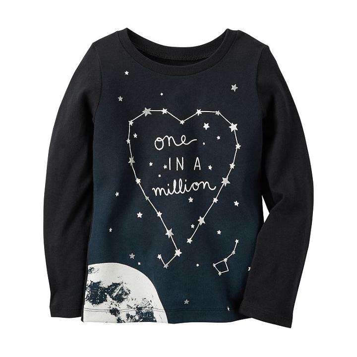 Girls 4-8 Carter's Long Sleeve Jersey Graphic Tee, Size: 4, Black