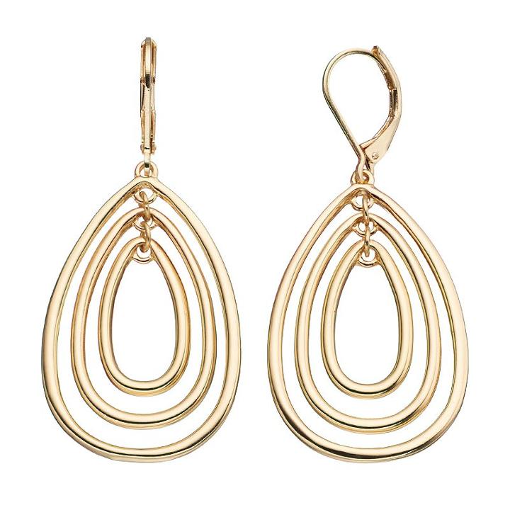 Napier Nickel Free Triple Teardrop Earrings, Women's, Gold
