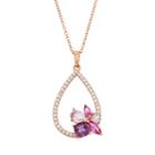 Gemstone 18k Rose Gold Over Silver Cluster Teardrop Pendant Necklace, Women's, Size: 18, Purple