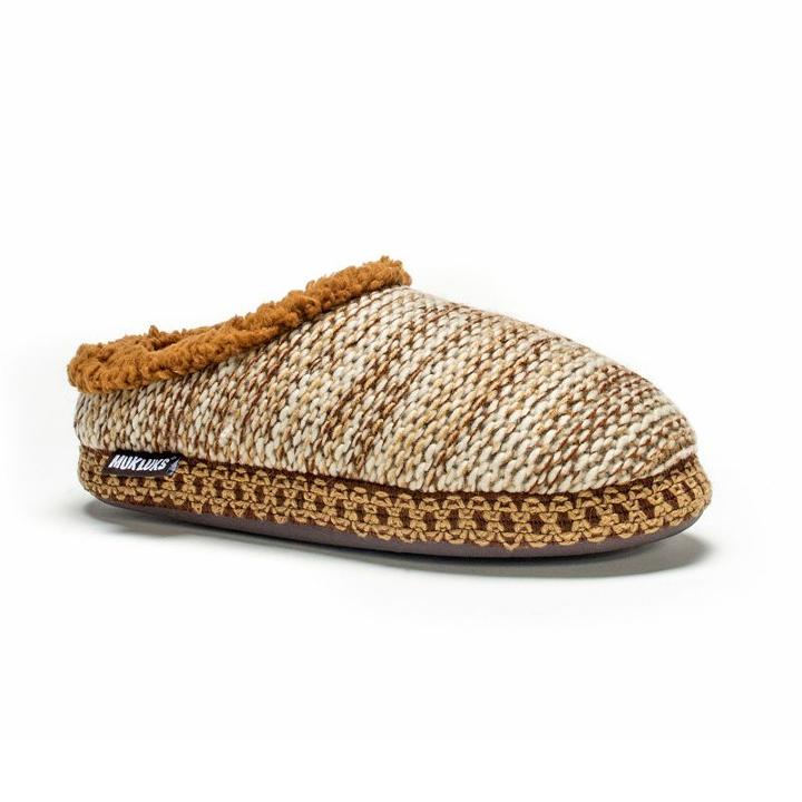 Muk Luks Women's Lucia Knit Clog Slippers, Size: Small, Beig/green (beig/khaki)