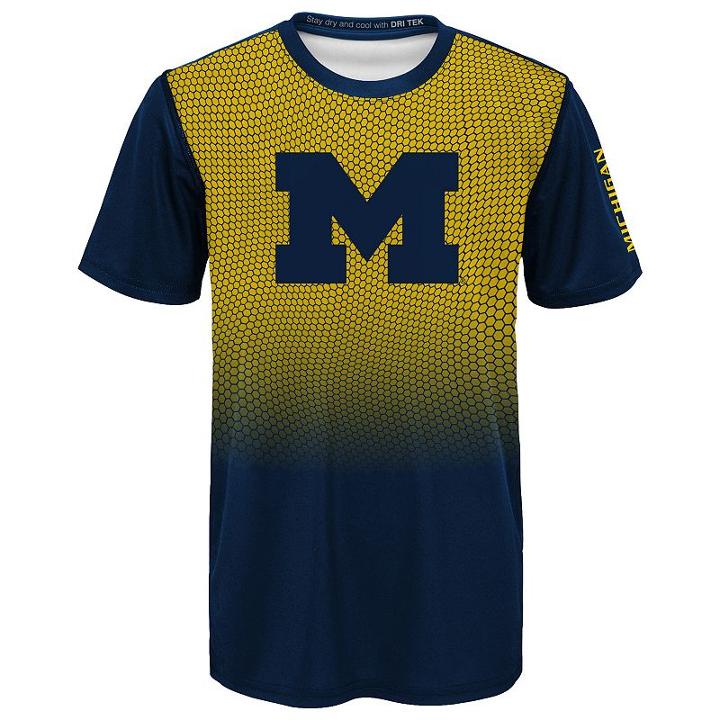 Boys 8-20 Michigan Wolverines Bitmapped Dri-tek Tee, Size: L 14-16, Blue (navy)