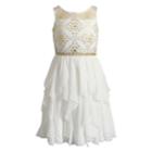 Girls 7-16 Emily West Foil Star Print Corkscrew Dress, Size: 10, White Oth