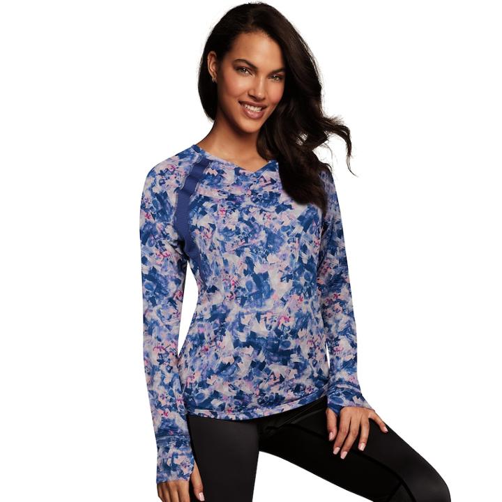 Women's Maidenform Active Thumb Hole Top, Size: Xxl, Blue