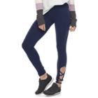 Juniors' So&reg; Strappy Hem Yoga Leggings, Teens, Size: Large, Blue (navy)