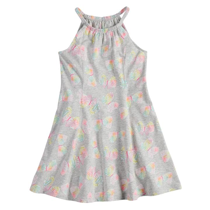 Girls 4-10 Jumping Beans&reg; Pattern Princess Seam Halter Dress, Size: 5, Light Grey