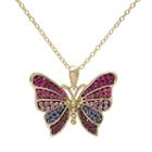 Crystal 14k Gold Over Silver Butterfly Pendant Necklace, Women's, Size: 18, Multicolor