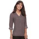 Women's Apt. 9&reg; Georgette Zipper Accent Top, Size: Medium, Dark Grey