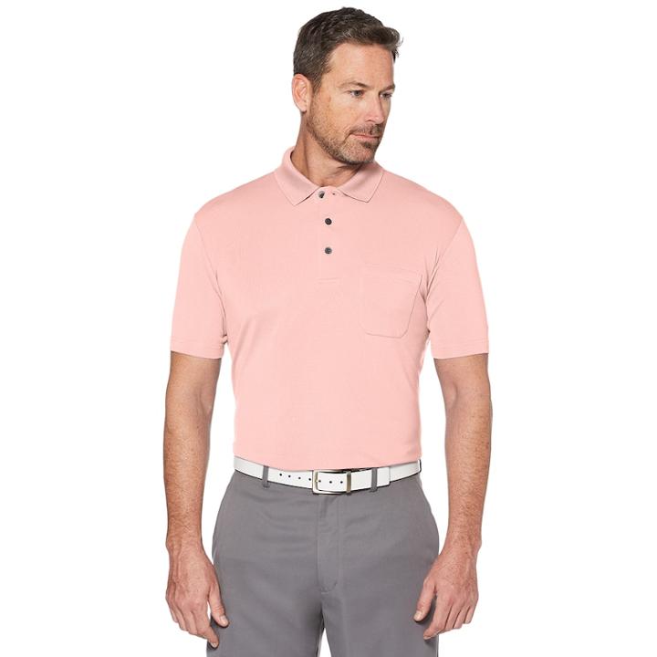 Men's Grand Slam Off Course Regular-fit Textured Pocket Golf Polo, Size: Small, Dark Pink