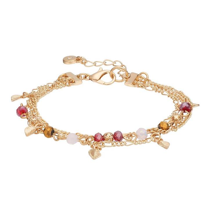 Lc Lauren Conrad Beaded Leaf Charm Multi Strand Bracelet, Women's, Multicolor