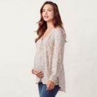 Maternity Lc Lauren Conrad High-low Pintuck Peasant Top, Women's, Size: S-mat, White Oth