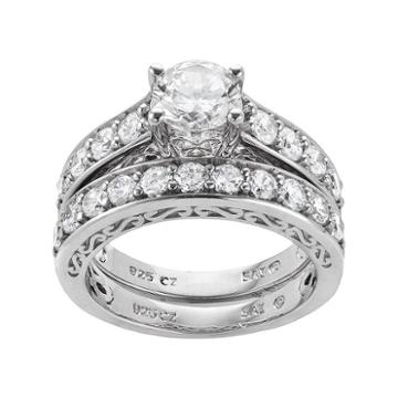 Diamonluxe Sterling Silver 3.29-ct. T.w. Simulated Diamond Ring Set, Women's, Size: 7, White