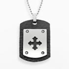 Lynx Stainless Steel Black Ion Cross Dog Tag - Men, Size: 22, Grey