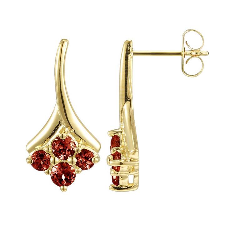 18k Gold Over Sterling Silver Garnet Drop Earrings, Women's, Purple