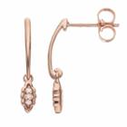 Lc Lauren Conrad 10k Rose Gold Diamond Accent Leaf Drop Earrings, Women's, White