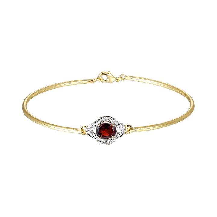 18k Gold Plate Garnet And Diamond Accent Bracelet, Women's, Size: 7.25, Red
