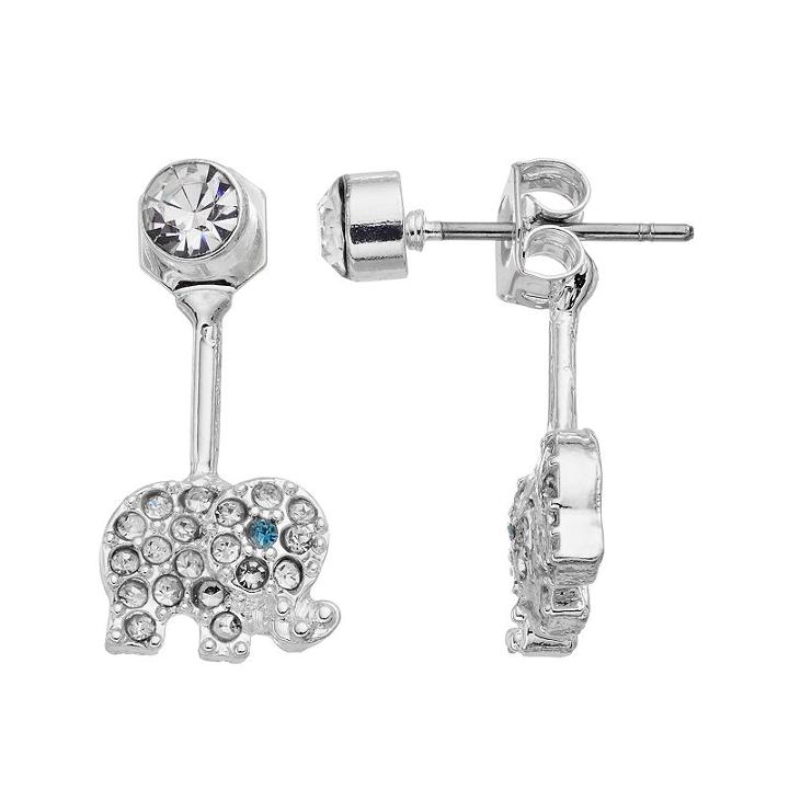 Lc Lauren Conrad Elephant Front Back Earrings, Women's, Silver