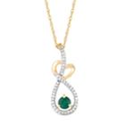 10k Gold Emerald & 1/8 Carat T.w. Diamond Heart Drop Pendant, Women's, Size: 18, Green
