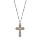 Men's Two Tone Stainless Steel The Lord's Prayer Cross Pendant Necklace, Yellow
