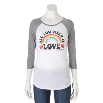 Juniors' John Lennon & Paul Mccartney All You Need Is Love Baseball Graphic Tee, Girl's, Size: Xs, White Oth