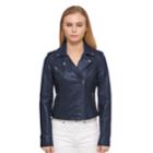 Women's Levi's Faux-leather Motorcycle Jacket, Size: Large, Blue (navy)