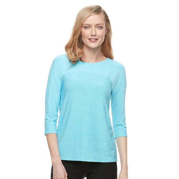 Women's Dana Buchman Wavy Jacquard Top, Size: Xs, Turquoise/blue (turq/aqua)