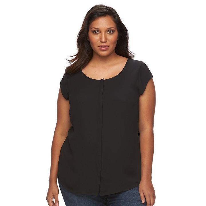 Plus Size Apt. 9&reg; Woven Blouse, Women's, Size: 0x, Black