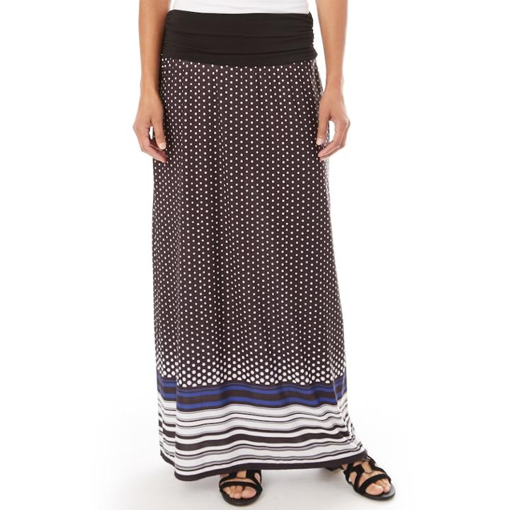 Women's Apt. 9&reg; Print Column Maxi Skirt, Size: Medium, Dot Stripe Border