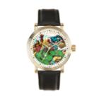 Marvel Comics Captain America, Iron Man & Hulk Men's Leather Watch, Size: Large, Black