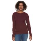 Women's Croft & Barrow&reg; Essential Cable-knit Sweater, Size: Medium, Dark Red