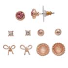 Lc Lauren Conrad Bow & Ball Nickel Free Stud Earring Set, Women's, Light Pink