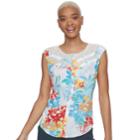 Juniors' Candie's&reg; Print Lace Inset Top, Teens, Size: Xl, White
