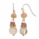 Brown Bead Linear Drop Earrings, Women's, Med Beige